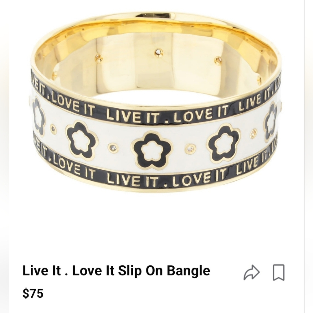 Elegant Gold and Black Floral Bangle By LAUREN G ADAMS New